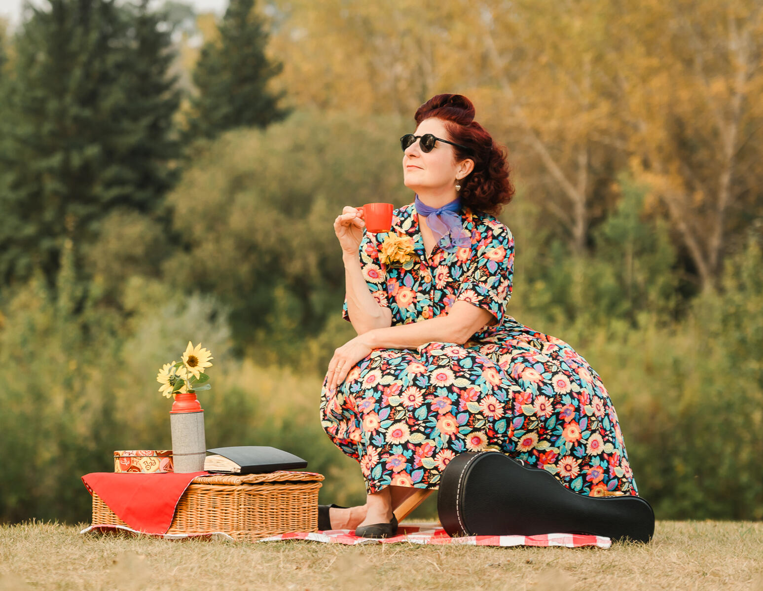 Beth Portman on a picnic blanket